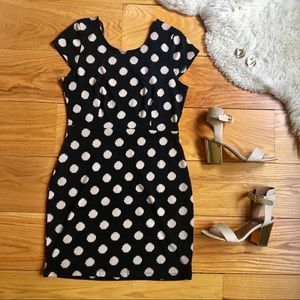 Black and beige polka dot dress
